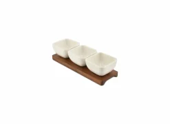 Aperoset Cucina 4-delig  25x8x6,5cm - stoneware - wit- Hapjes