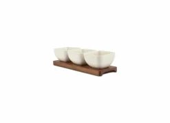 Aperoset Cucina 4-delig  25x8x6,5cm - stoneware - wit- Hapjes