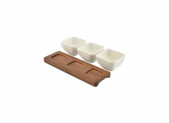 Aperoset Cucina 4-delig  25x8x6,5cm - stoneware - wit- Hapjes