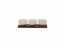 Aperoset Cucina 4-delig  25x8x6,5cm - stoneware - wit- Hapjes