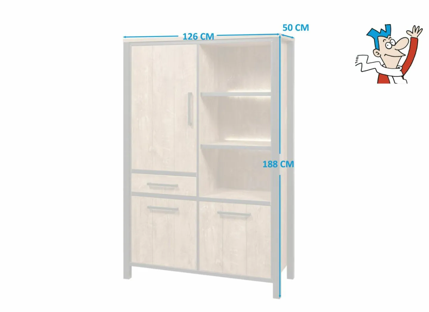 Barkast 126cm - decor - oranje teakhout & matzwart- Barkasten|Barkasten