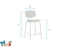 Barstoelen|Barstoel Bistro ZH65cm - lederlook - donkerbrons/fango