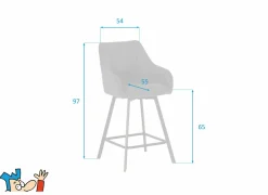 Barstoelen|Barstoel Kanun ZH65cm - stof - grijs