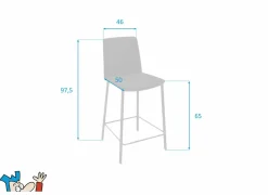 Perfecta Barstoel Primera ZH65cm - lederlook - zwart- Barkrukken|Barstoelen