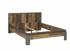Bed Attaylar 160x200cm - decor - oldwood vintage & donkergrijs- Tweepersoonsbedden