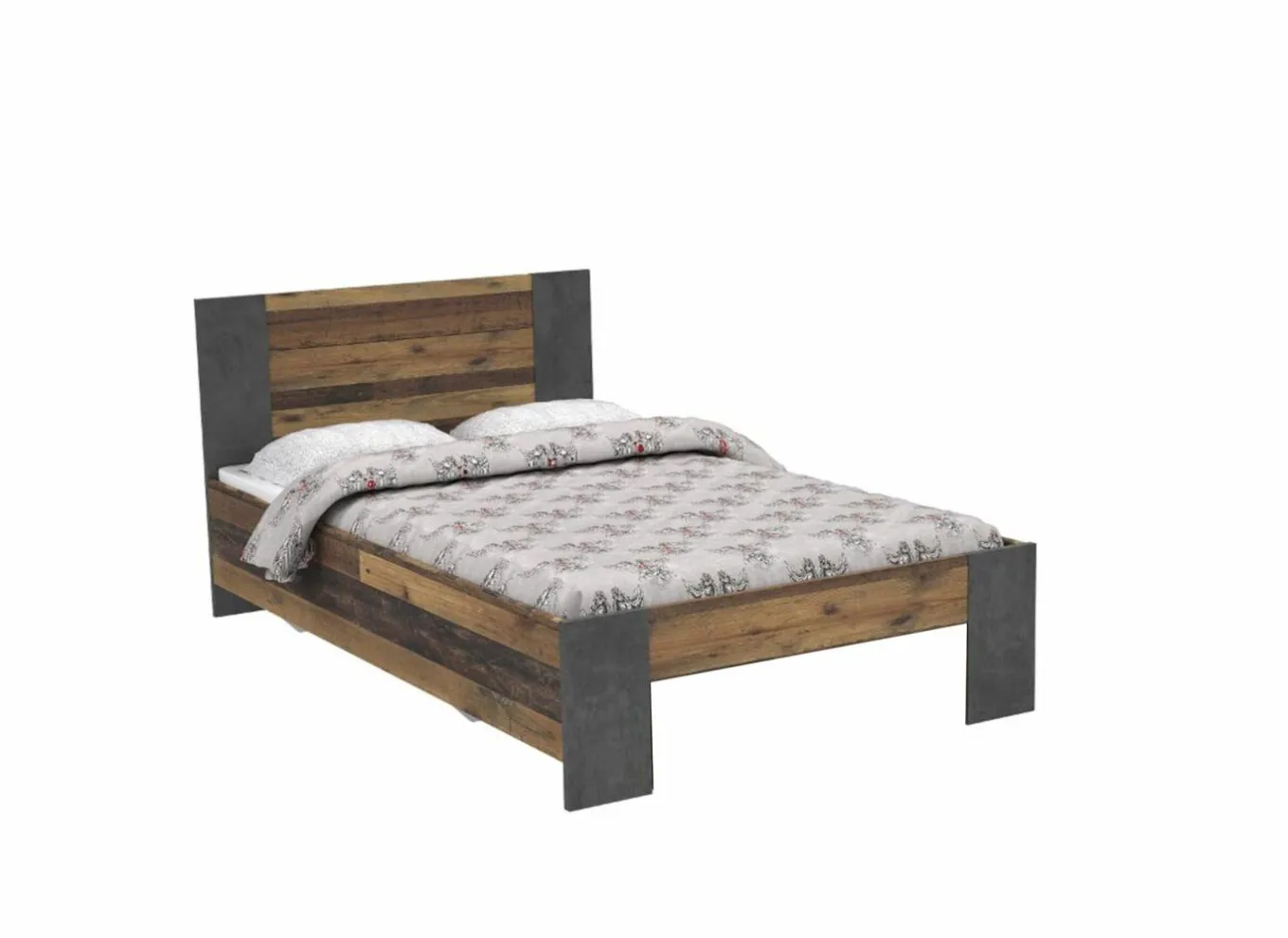 Eenpersoonsbedden|Eenpersoonsbedden|Bed Clif 120x200cm - decor - old wood & beton