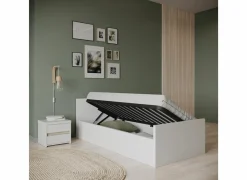 Eenpersoonsbedden|Eenpersoonsbedden|Bed Clyde 90x200cm - decor - wit met opbergruimte