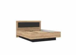 Bed Dalate 160x200cm - decor - kastanje eik & mat zwart met opbergruimte- Tweepersoonsbedden