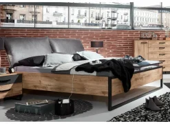 Bed Detroit II 180x200cm - decor - eik & zwart staal- Tweepersoonsbedden