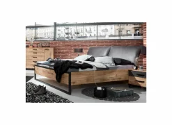Bed Detroit II 180x200cm - decor - eik & zwart staal- Tweepersoonsbedden