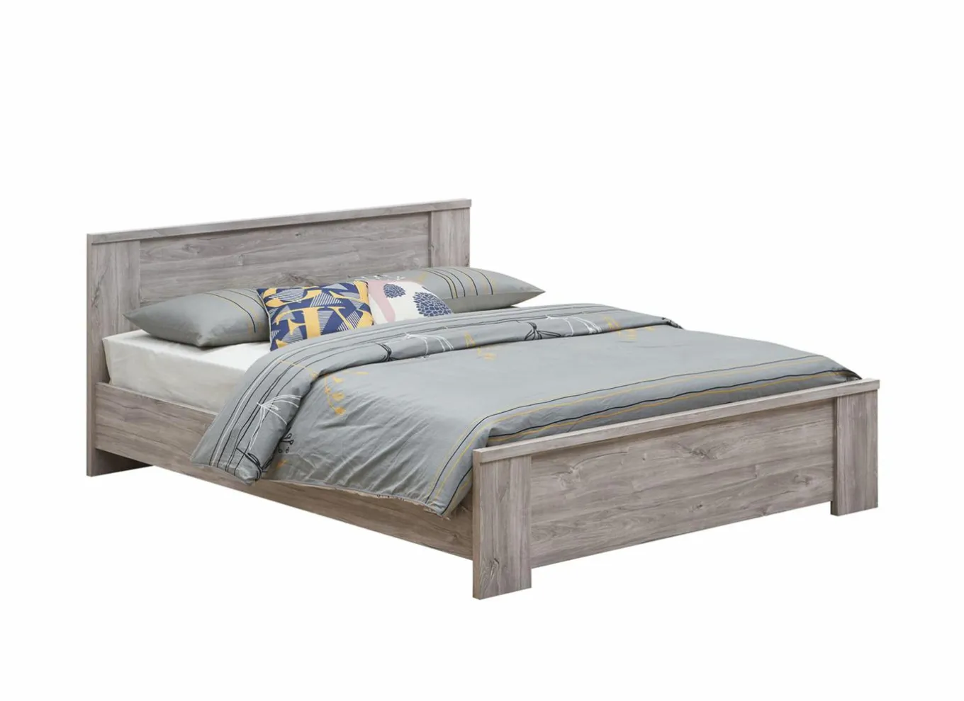 Tweepersoonsbedden|Bed Elias 160x200cm - decor - grijze eik