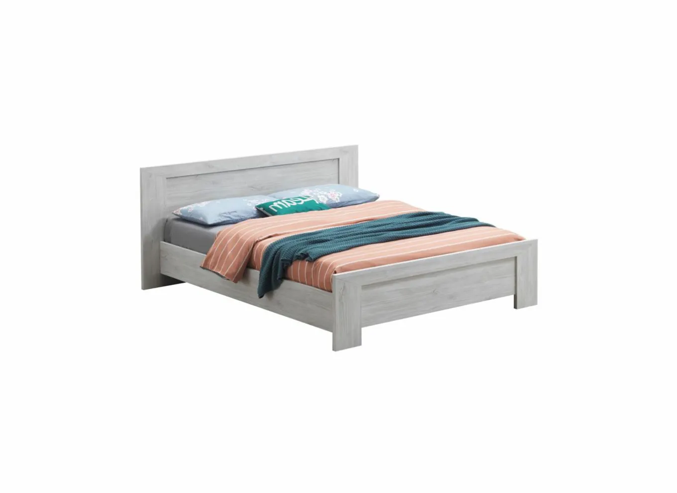Tweepersoonsbedden|Bed Elvis 140x200cm - decor - witte eik