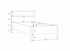 Eenpersoonsbedden|Eenpersoonsbedden|Bed Hoa 90x200cm - decor - mauvella eik & groen