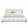 Tweepersoonsbedden|Bed Isola 140x200cm met opbergruimte - bouclé - wit