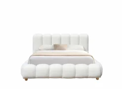Tweepersoonsbedden|Bed Isola 140x200cm met opbergruimte - bouclé - wit