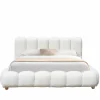 Tweepersoonsbedden|Bed Isola 160x200cm met opbergruimte - bouclé - wit