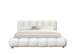 Tweepersoonsbedden|Bed Isola 180x200cm met opberguimte - bouclé - wit