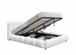 Tweepersoonsbedden|Bed Isola 180x200cm met opberguimte - bouclé - wit