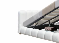Tweepersoonsbedden|Bed Isola 180x200cm met opberguimte - bouclé - wit