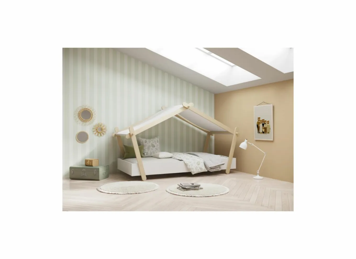 Eenpersoonsbedden|Eenpersoonsbedden|Bed Lodge 90x200cm - MDF - wit