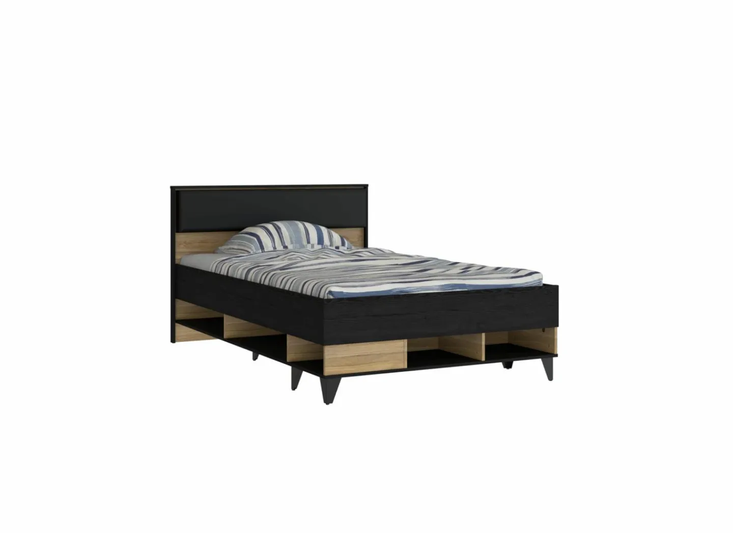 Bed Lya 120x200cm - decor - cabezone oak & mauvella oak met opbergruimte- Eenpersoonsbedden|Eenpersoonsbedden
