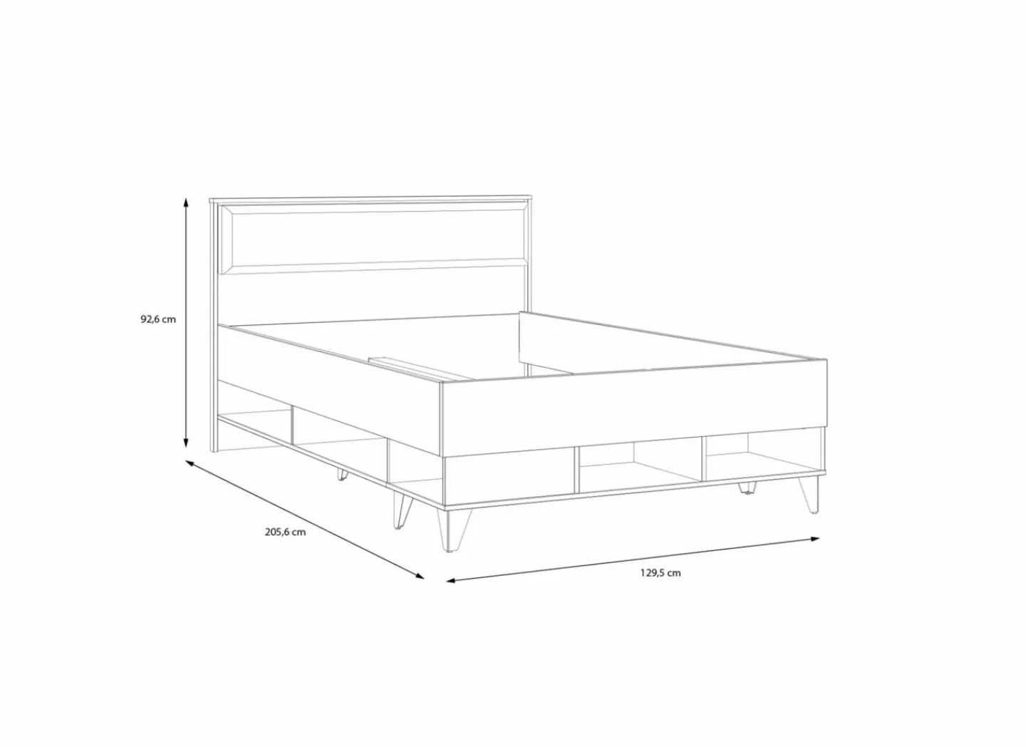Bed Lya 120x200cm - decor - cabezone oak & mauvella oak met opbergruimte- Eenpersoonsbedden|Eenpersoonsbedden