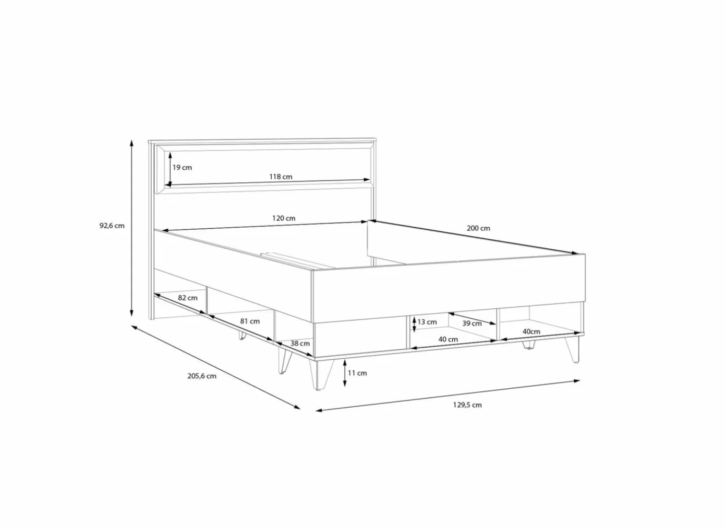 Bed Lya 120x200cm - decor - cabezone oak & mauvella oak met opbergruimte- Eenpersoonsbedden|Eenpersoonsbedden