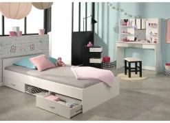 Bed Nashville 90x200cm - decor - wit met opbergruimte- Eenpersoonsbedden|Eenpersoonsbedden