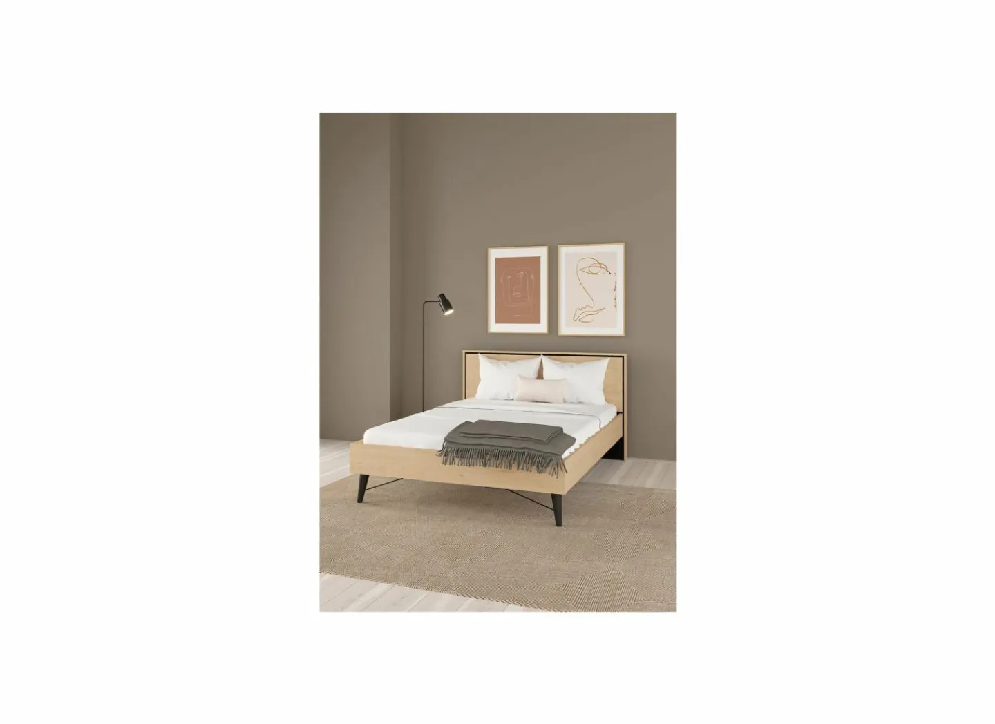 Bed Ry 140x200cm - decor - bruin & zwart- Tweepersoonsbedden