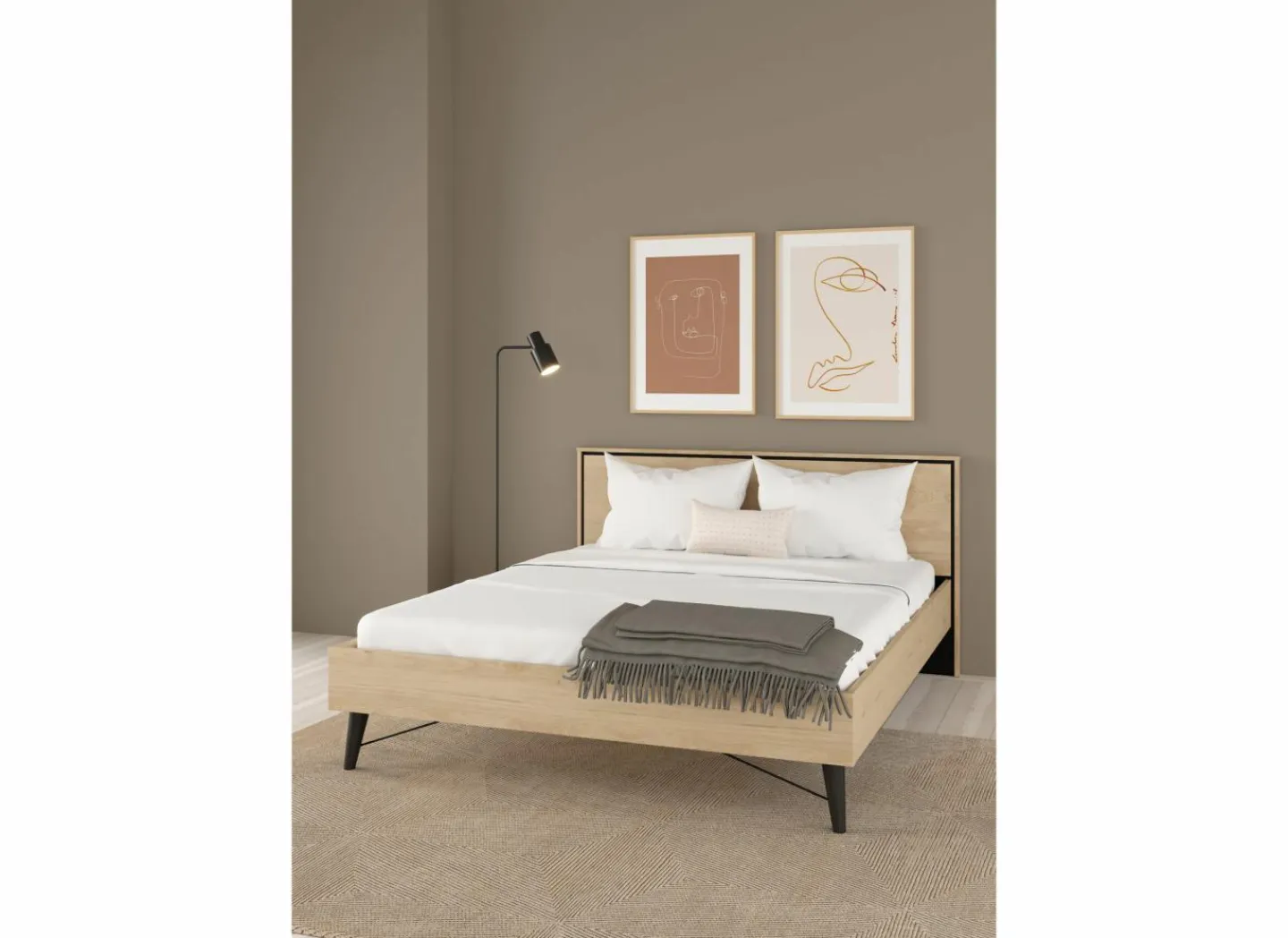 Bed Ry 180x200cm - decor - bruin & zwart- Tweepersoonsbedden