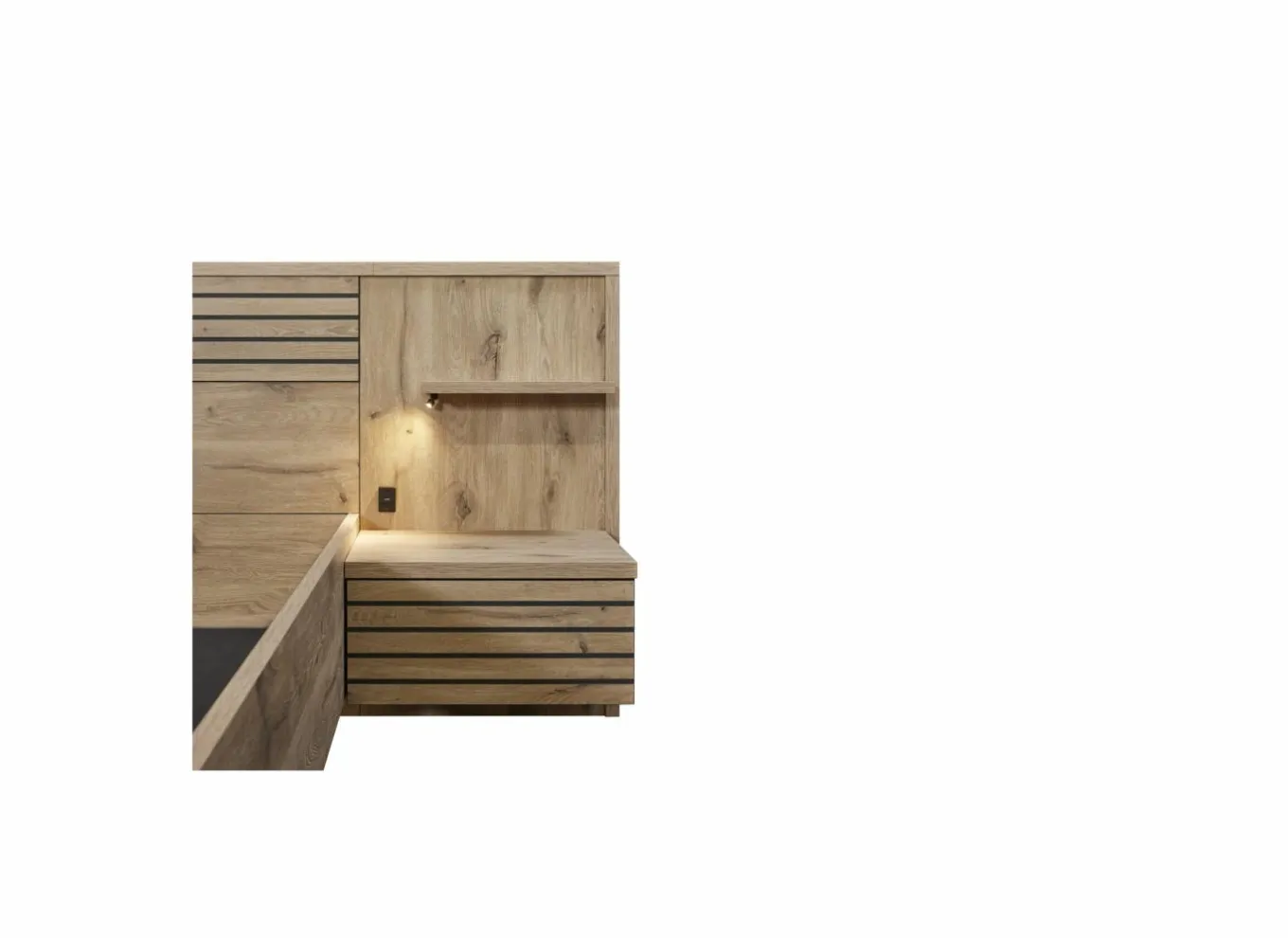 Tweepersoonsbedden|Bed Tanya 160x200cm - decor - canyon oak & elegant black