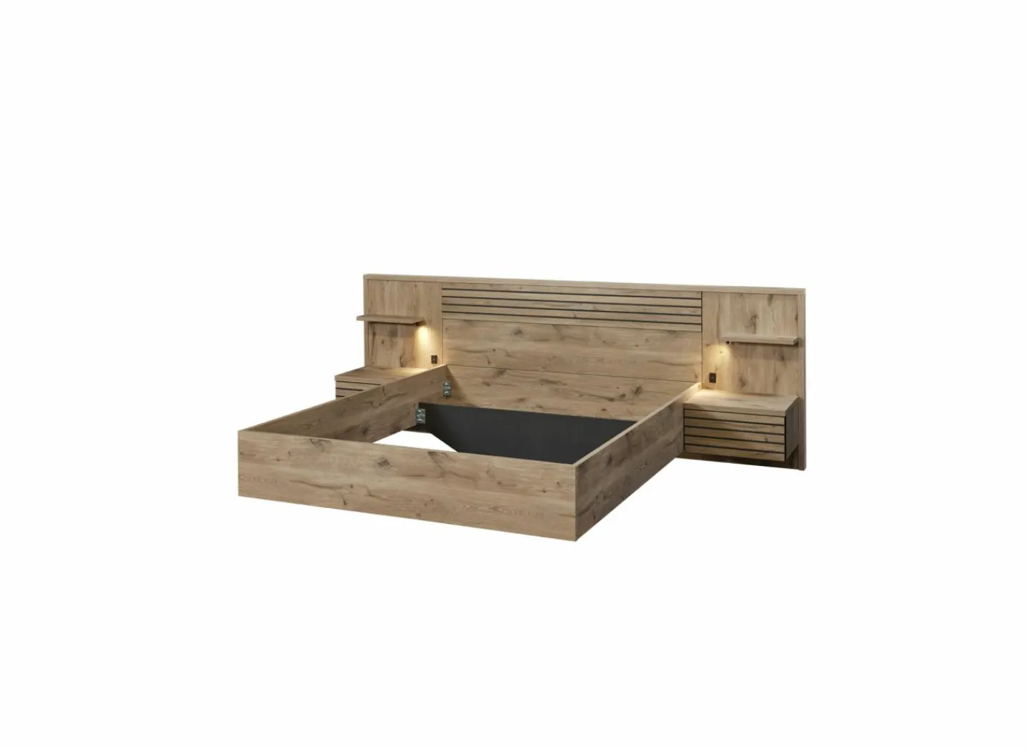 Bed Tanya 180x200cm - decor - canyon oak & elegant black- Tweepersoonsbedden