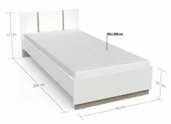 Bed Watson 90x200 - decor - kronberg eik & wit- Eenpersoonsbedden|Eenpersoonsbedden