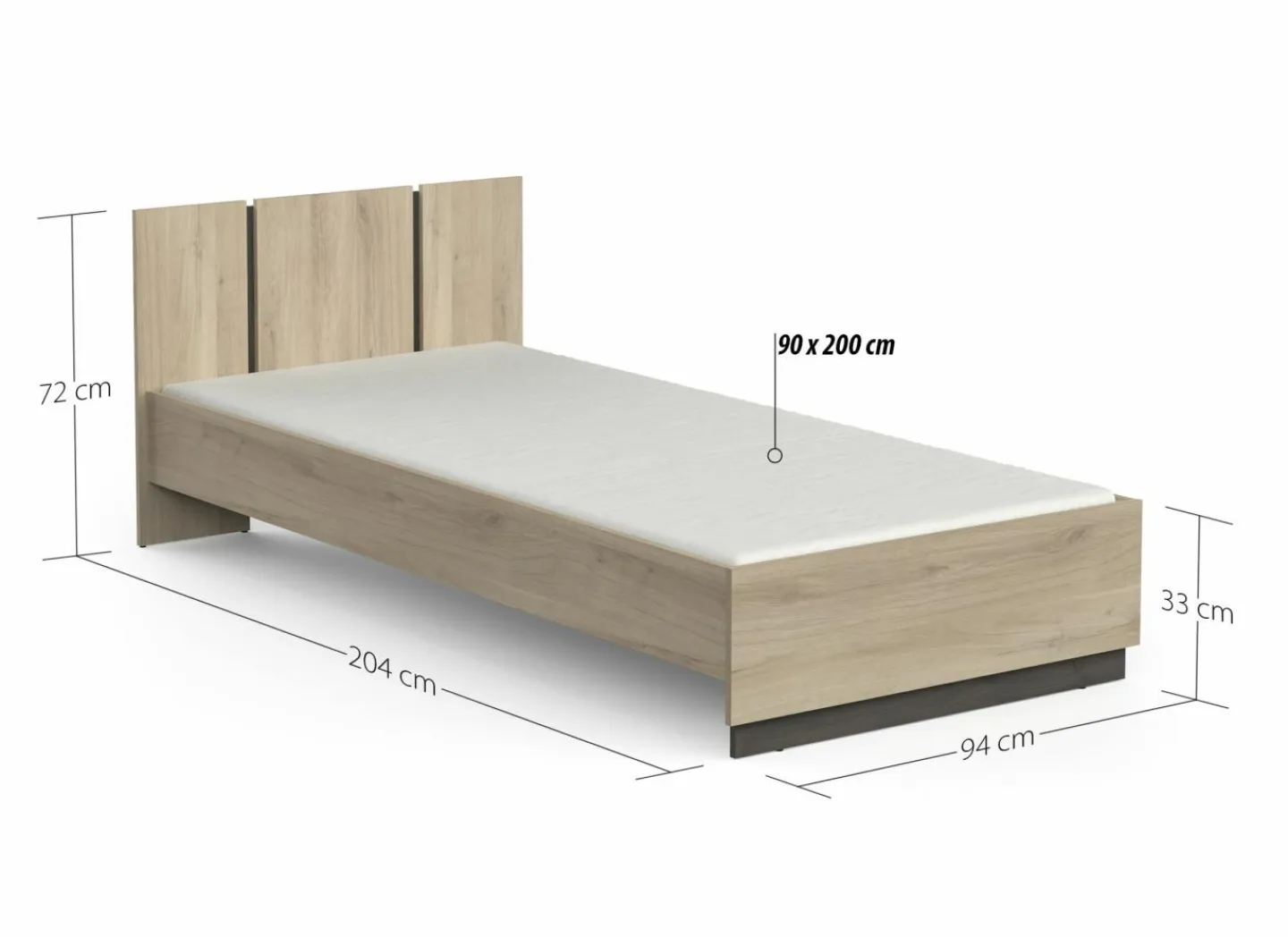 Bed Watson 90x200cm - decor - kronberg eik & waterford eik- Eenpersoonsbedden|Eenpersoonsbedden