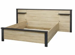 Bed 180x200cm - decor - Franse eik & nox met zijwanden- Tweepersoonsbedden