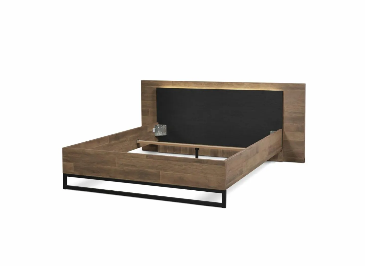 Bed 160x200cm - decor - old teak & elegant black- Tweepersoonsbedden