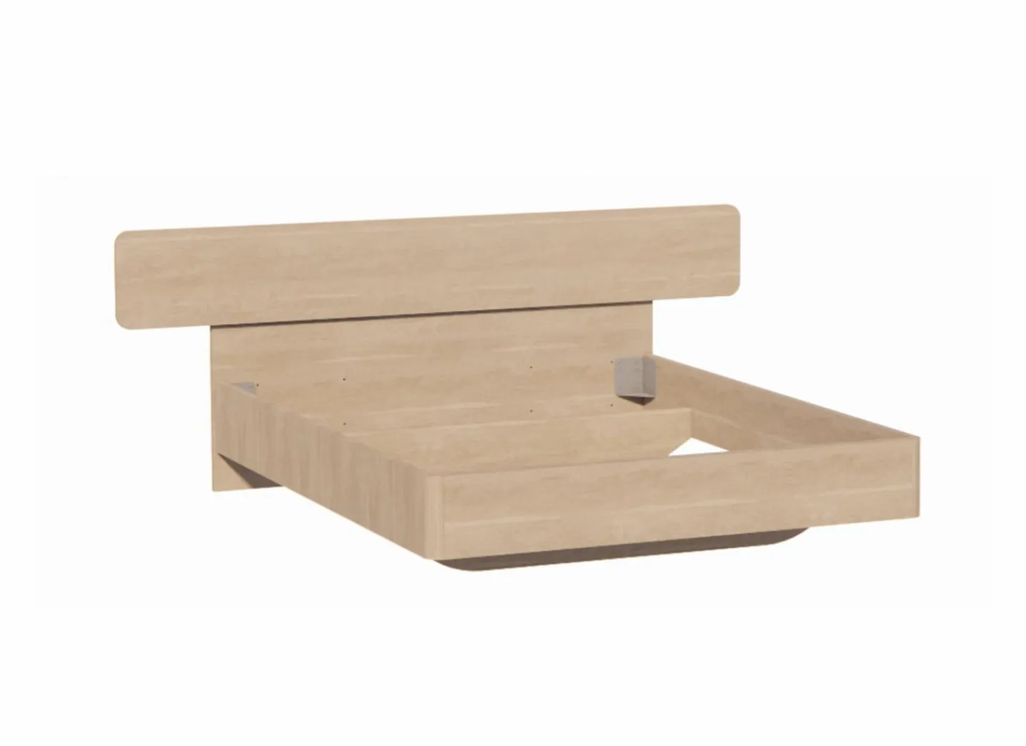 Bed 180x200cm - melamine - brushed sand oak nature- Tweepersoonsbedden