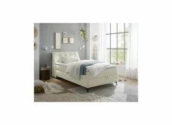 Bedbox Atlantis 120x200cm - stof - ivoor met opbergruimte- Compleet Bed|Boxsprings