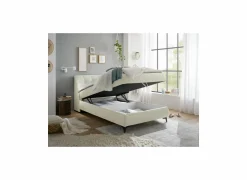 Bedbox Atlantis 120x200cm - stof - ivoor met opbergruimte- Compleet Bed|Boxsprings