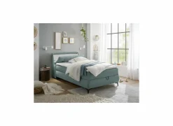 Compleet Bed|Boxsprings|Bedbox Atlantis 120x200cm - stof - munt met opbergruimte