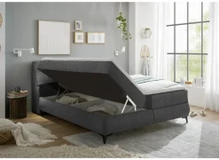 Compleet Bed|Boxsprings|Bedbox Atlantis 160x200cm - stof - antraciet met opbergruimte