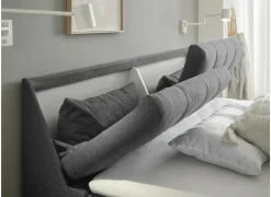 Compleet Bed|Boxsprings|Bedbox Atlantis 160x200cm - stof - antraciet met opbergruimte