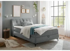 Bedbox Atlantis 140x200cm - stof - grijs met opbergruimte- Compleet Bed|Boxsprings