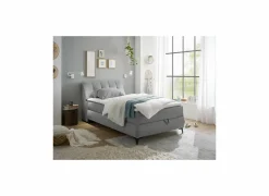 Compleet Bed|Boxsprings|Bedbox Atlantis 120x200cm - stof - grijs met opbergruimte