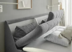 Compleet Bed|Boxsprings|Bedbox Atlantis 160x200cm - stof - donkergrijs met opbergruimte