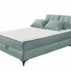 Compleet Bed|Boxsprings|Bedbox Atlantis 140x200cm - stof - munt met opbergruimte