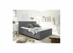 Bedbox Gabun 180x200cm - stof - antraciet elektrisch- Boxsprings