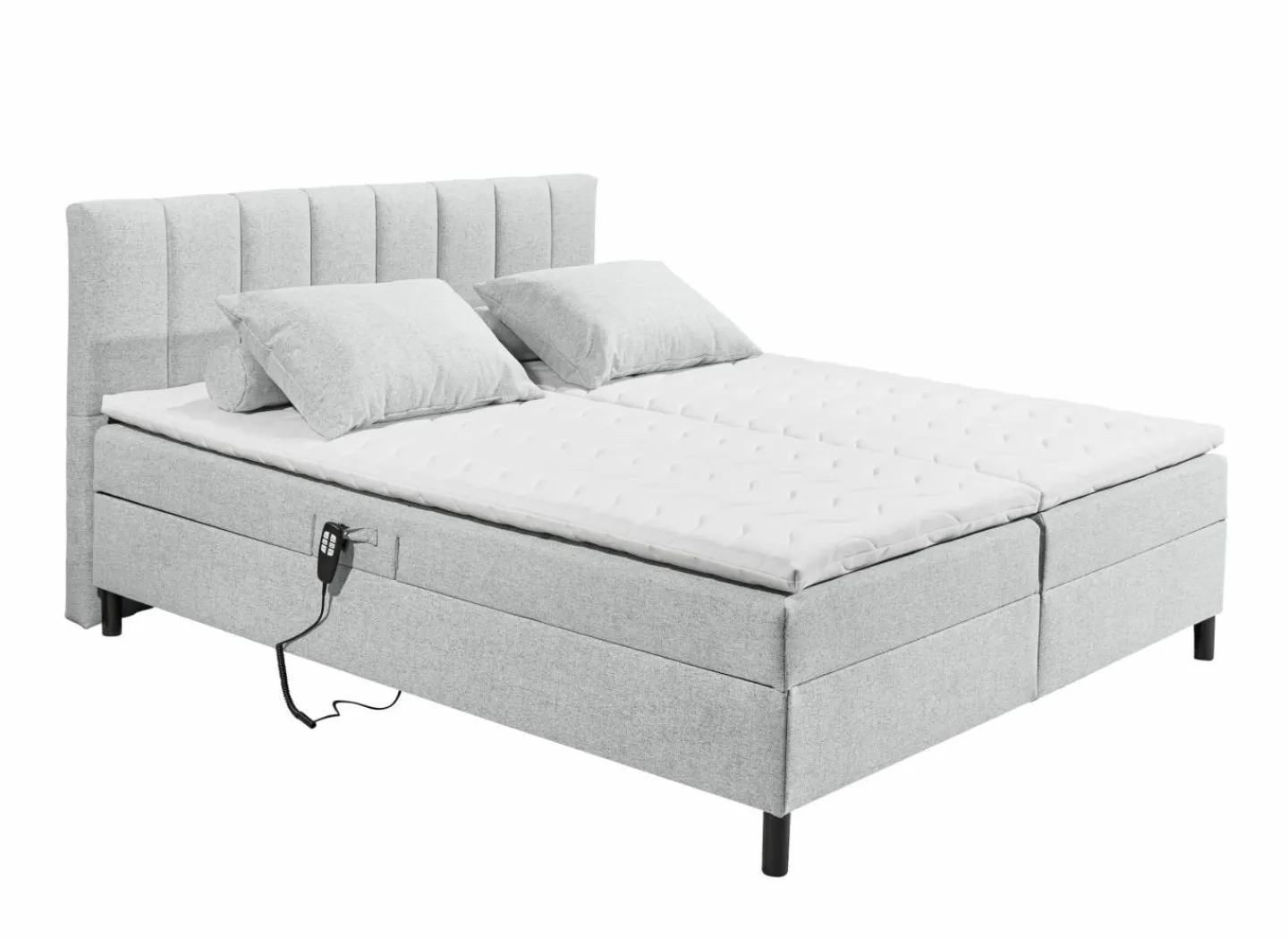 Bedbox Miralindo 160x200cm - stof - silver elektrisch- Compleet Bed|Boxsprings
