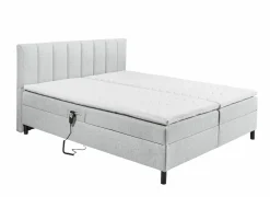 Bedbox Miralindo 160x200cm - stof - silver elektrisch- Compleet Bed|Boxsprings