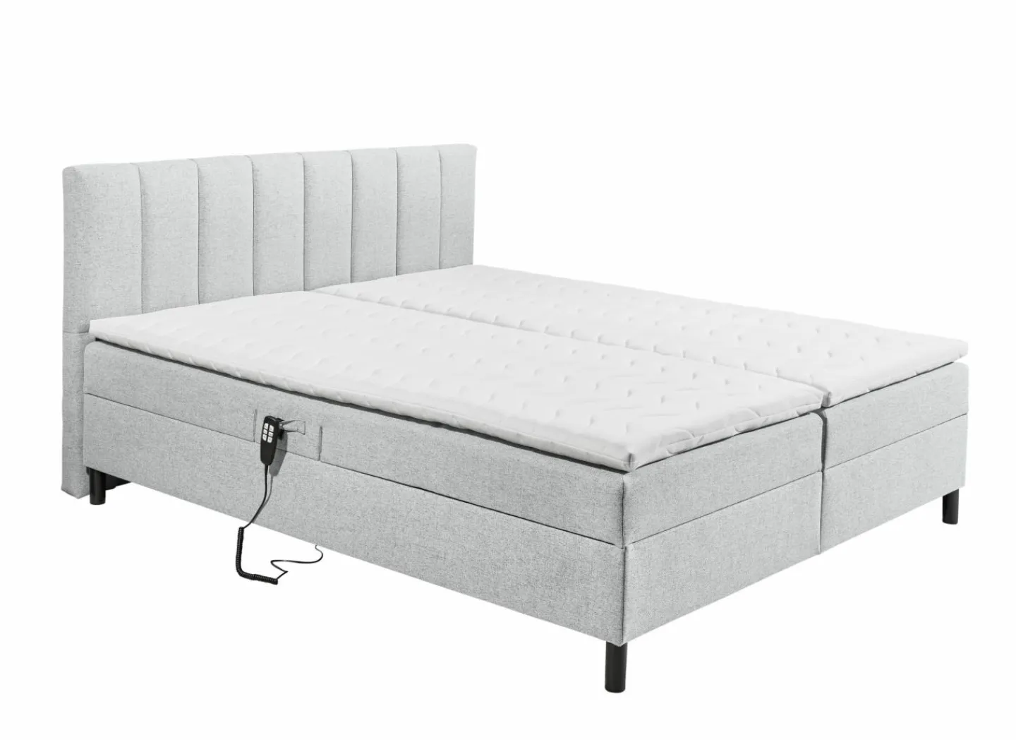 Bedbox Miralindo 160x200cm - stof - silver elektrisch- Compleet Bed|Boxsprings